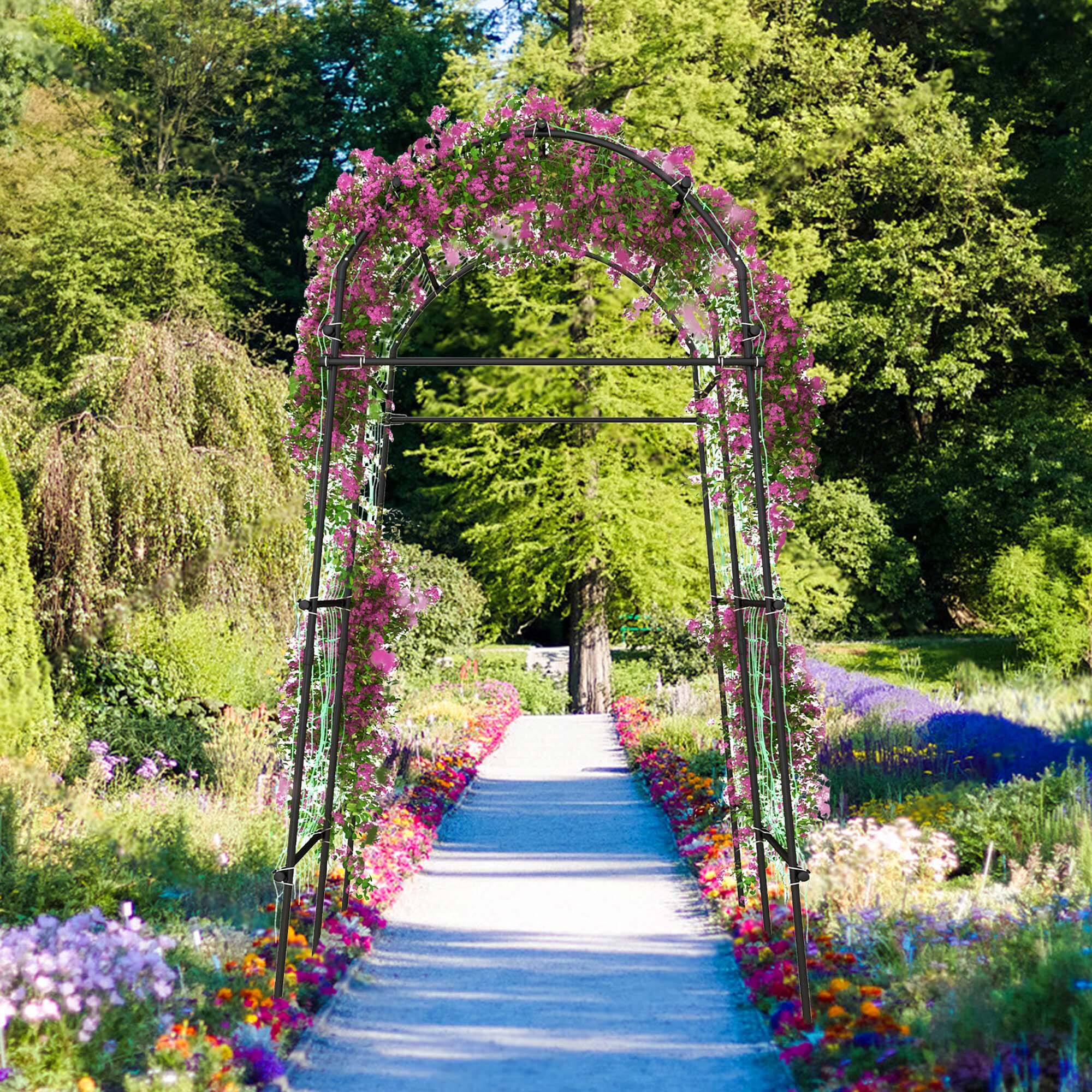 Alt View 3. Costway - 7.5FT Garden Arch Trellis Outdoor Plant Support Archway for Climbing Vine Flower - Black + Green.