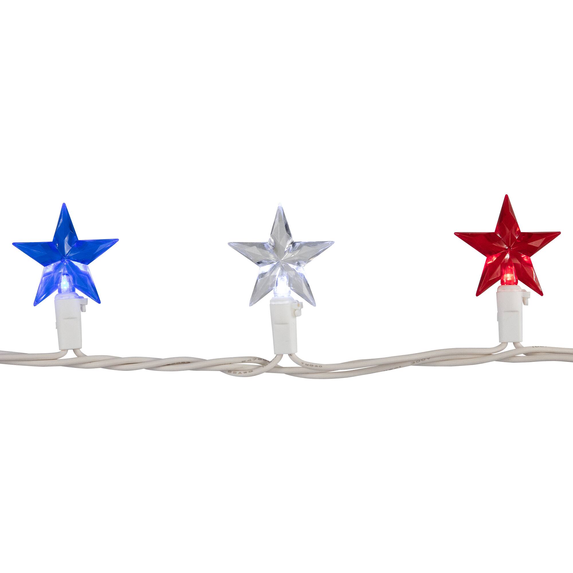 Alt View 7. Northlight - LED Patriotic Stars String Light Set - 7.25ft - White Wire - 10ct - Red.
