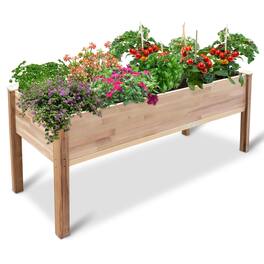 Jumbl - Raised Garden Bed, 72 x 23 x 30 in, Canadian Cedar Wood Herb Garden Planter with Legs - Brown