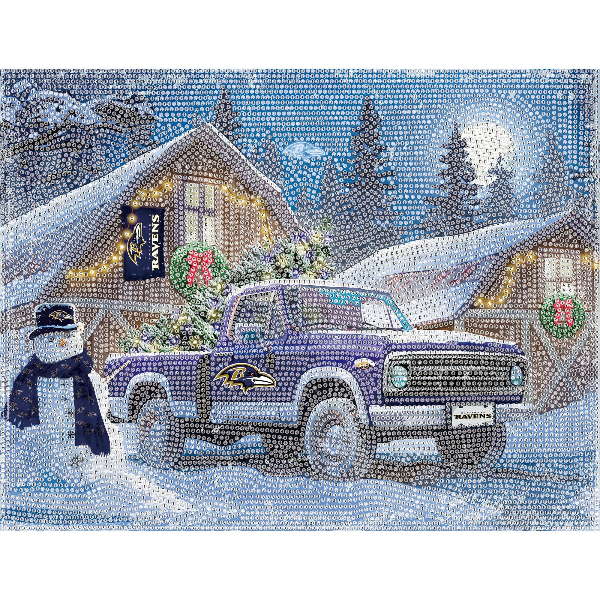 Alt View 3. Sporticulture - Baltimore Ravens Winter Truck Diamond Art Holiday Craft Kit - Multicolor.