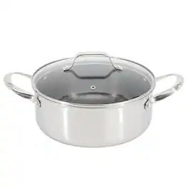 Oster - Modessa 4.5 Quart Nonstick Triply Stainless Steel Dutch Oven with Honeycomb Design - Silver