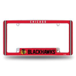 Rico Industries - Chicago Blackhawks Chrome Metal License Plate Frame with Full Frame Team Color Graphics - Multi