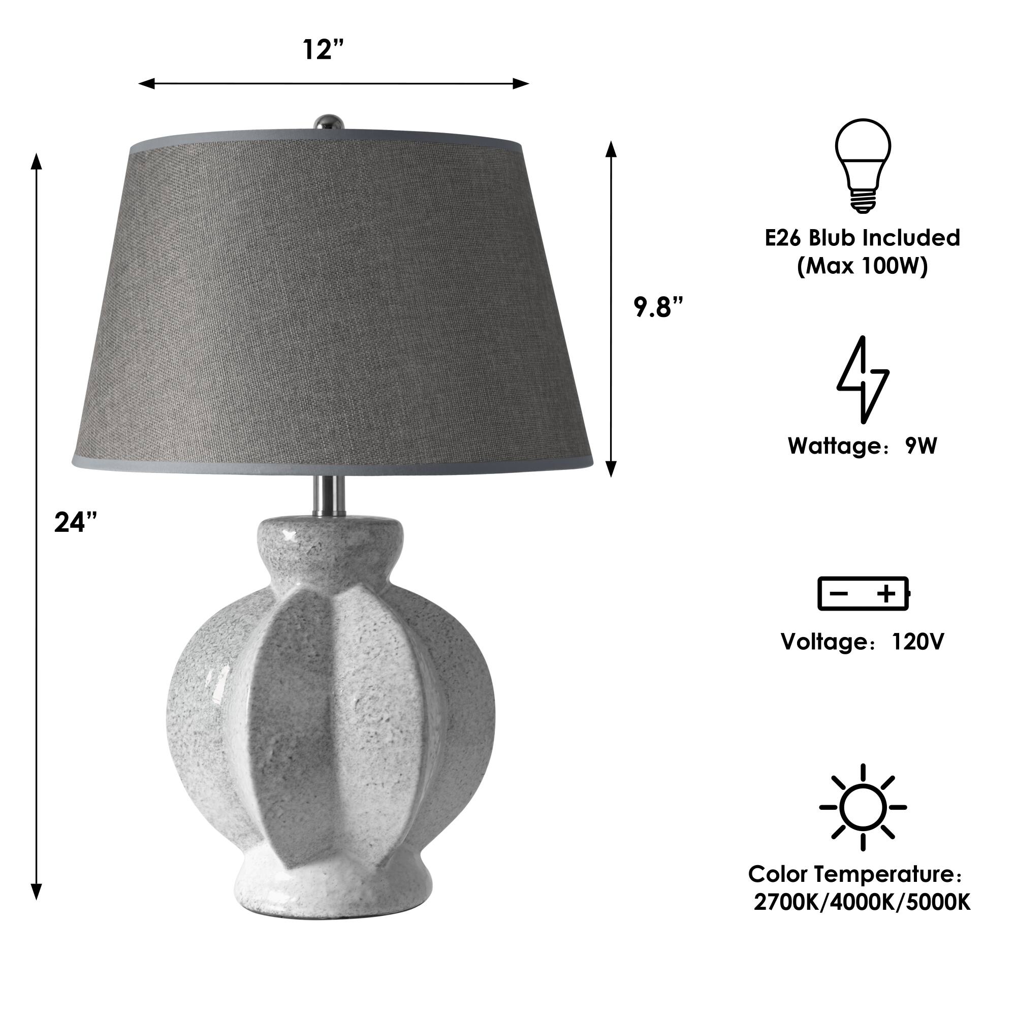 12"  
9.8"  
E26 Bulb Included (Max 100W)  
Wattage: 9W  
24"  
Voltage: 120V  
Color Temperature: 2700K/4000K/5000K