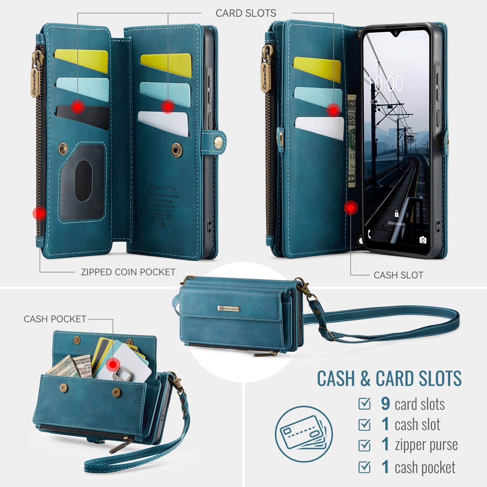 CARD SLOTS

0:00 CasaMe Sow Sefond Jenda o 1 & t keu e Segice anoe - Shdr

ZIPPER COIN POCKET

CASH POCKET

SN 1 AN

CASH & CARD SLOTS

9 card slots

1 cash slot

1 zipper purse

1 cash pocket
