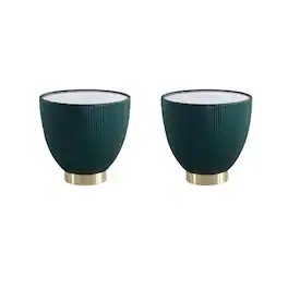 Manhattan Comfort - Anderson Modern Sintered Stone Top Upholstered End Table - Set of 2 - Green