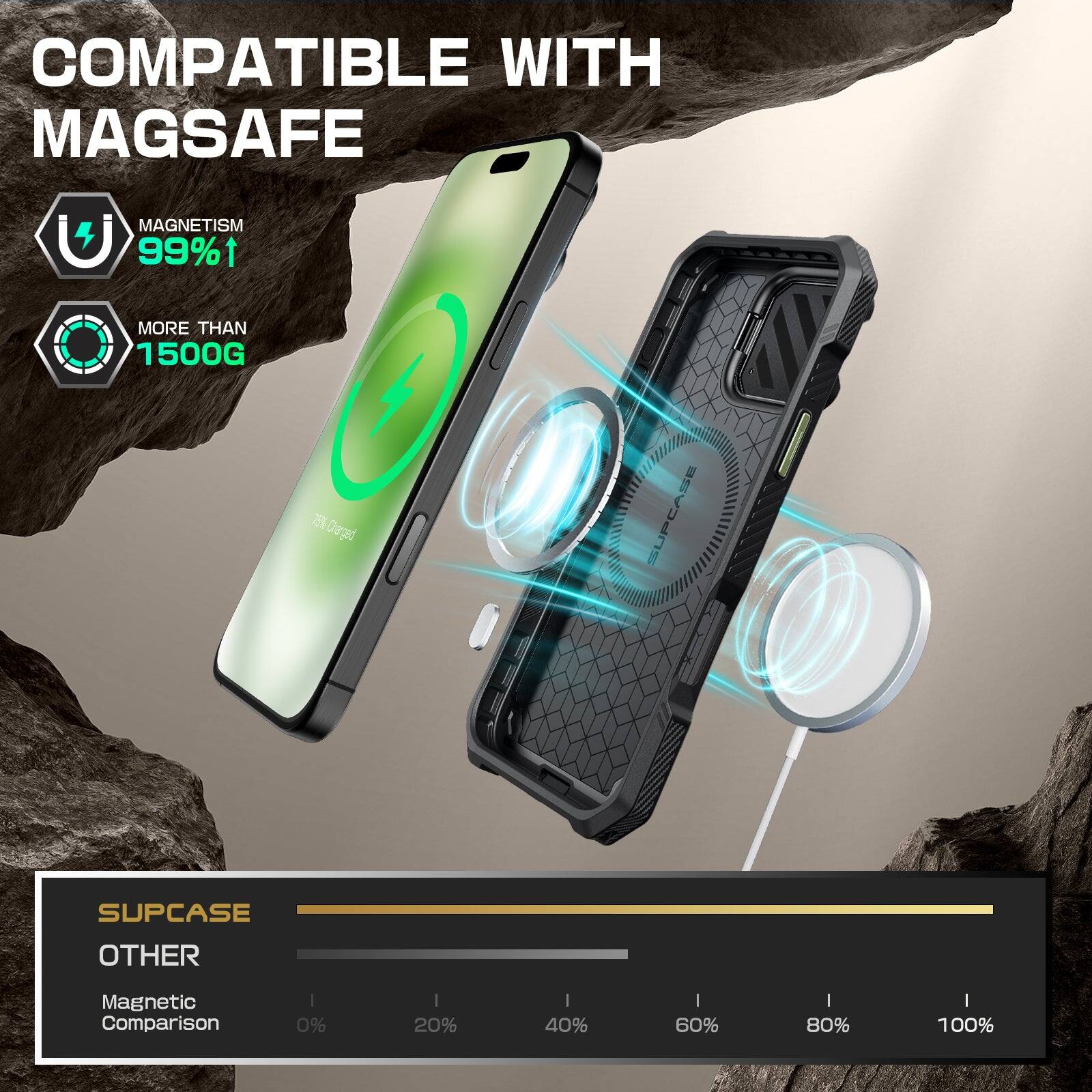 COMPATIBLE WITH MAGSAFE

MAGNETISM 99%1 MORE THAN 1500G

SUPCASE
OTHER
Magnetic Comparison
0% 20% 40% 60% 80% 100%