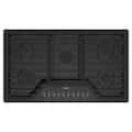 Whirlpool - 36 in. Wide 5 burners Built-In Gas Cooktop with EZ-2-Lift Hinged Cast-Iron Grates - Black Stainless Steel
