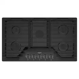 Whirlpool - 36" Built-In Gas Cooktop with 5 Burners and EZ-2-Lift Hinged Cast-Iron Grates - Black Stainless Steel