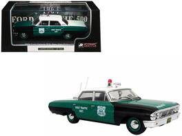 Iconic Replicas - 1964 Ford Galaxie 500 NYPD Police Car Black Green White Top Limited Edition 1/43 - Black, Green, White