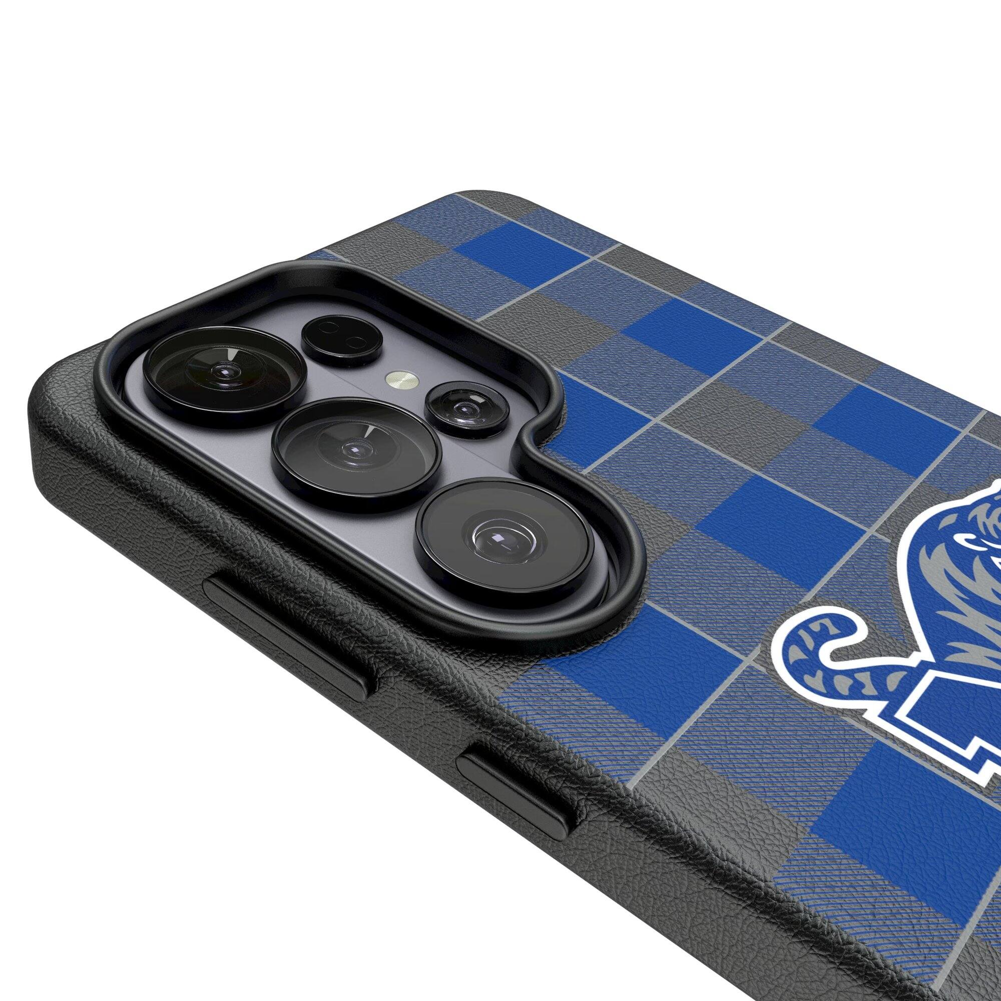 Alt View 2. Keyscaper - Memphis Tigers Plaid Galaxy Magnetic Bump Case - S25 Ultra - Black.