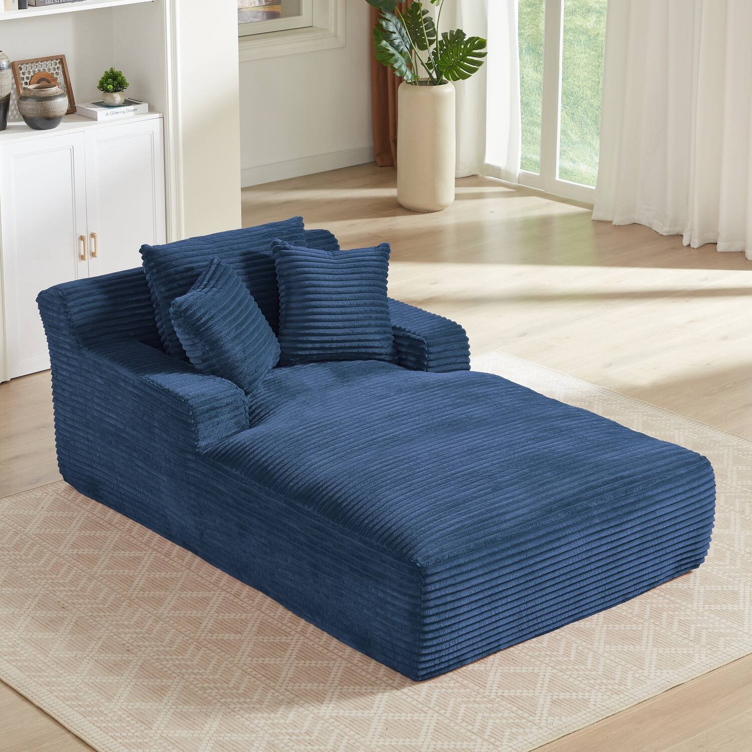 Alt View 2. Chic Crate - Plush Corduroy Cloud Floor Sofa Bed for Living Room - Blue.