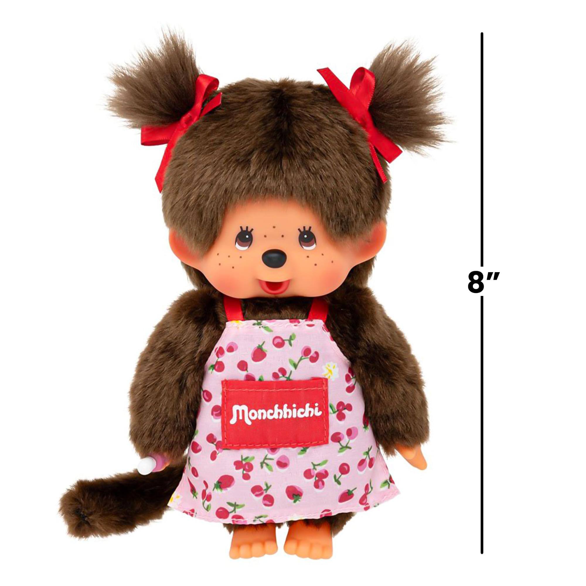 Alt View 4. Sumikkogurashi - Monchhichi Flower Apron Girl 8 Inch Plush - Brown.