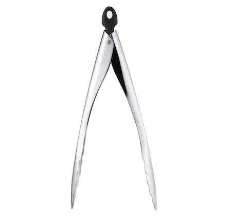 Front. Cuisipro - 12 Inch Locking Tempo Tongs, Stainless Steel - Silver.