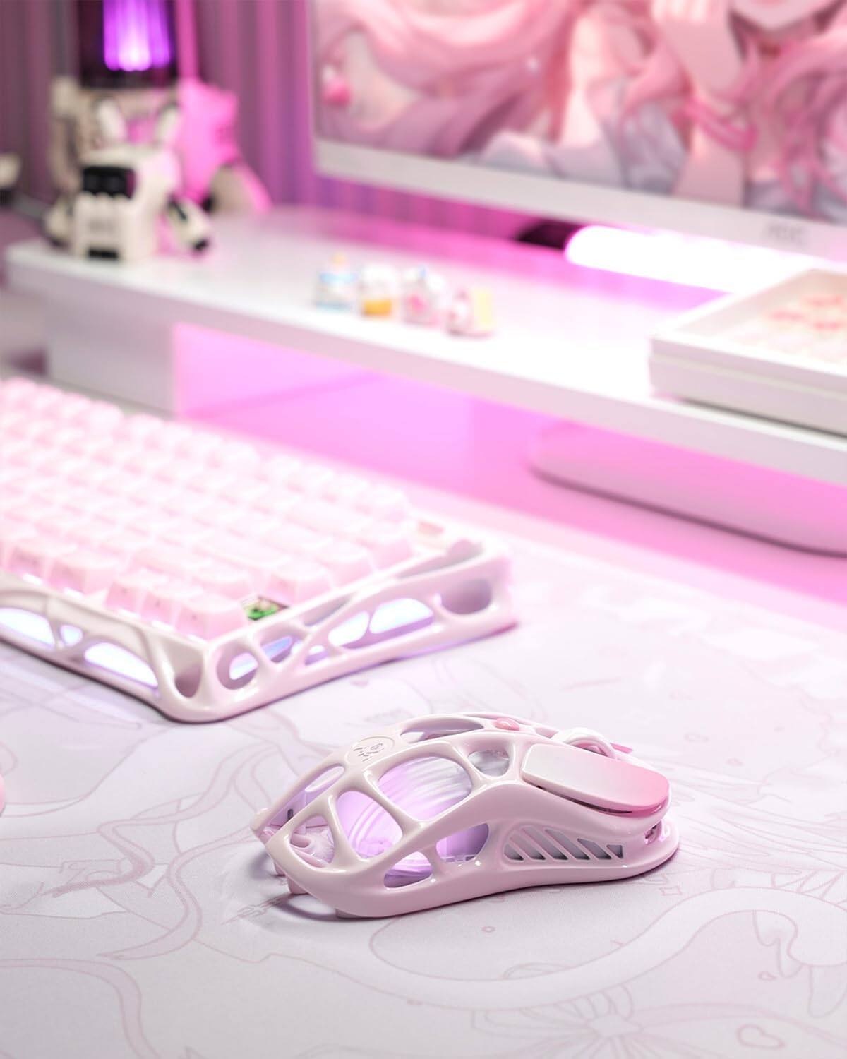 Angle. GravaStar - GravaStar Mercury M1 Pro Special Edition Wireless Gaming Mouse with 26000 DPI and Magnesium Alloy Frame Sakura Pink - Sakura Pink.
