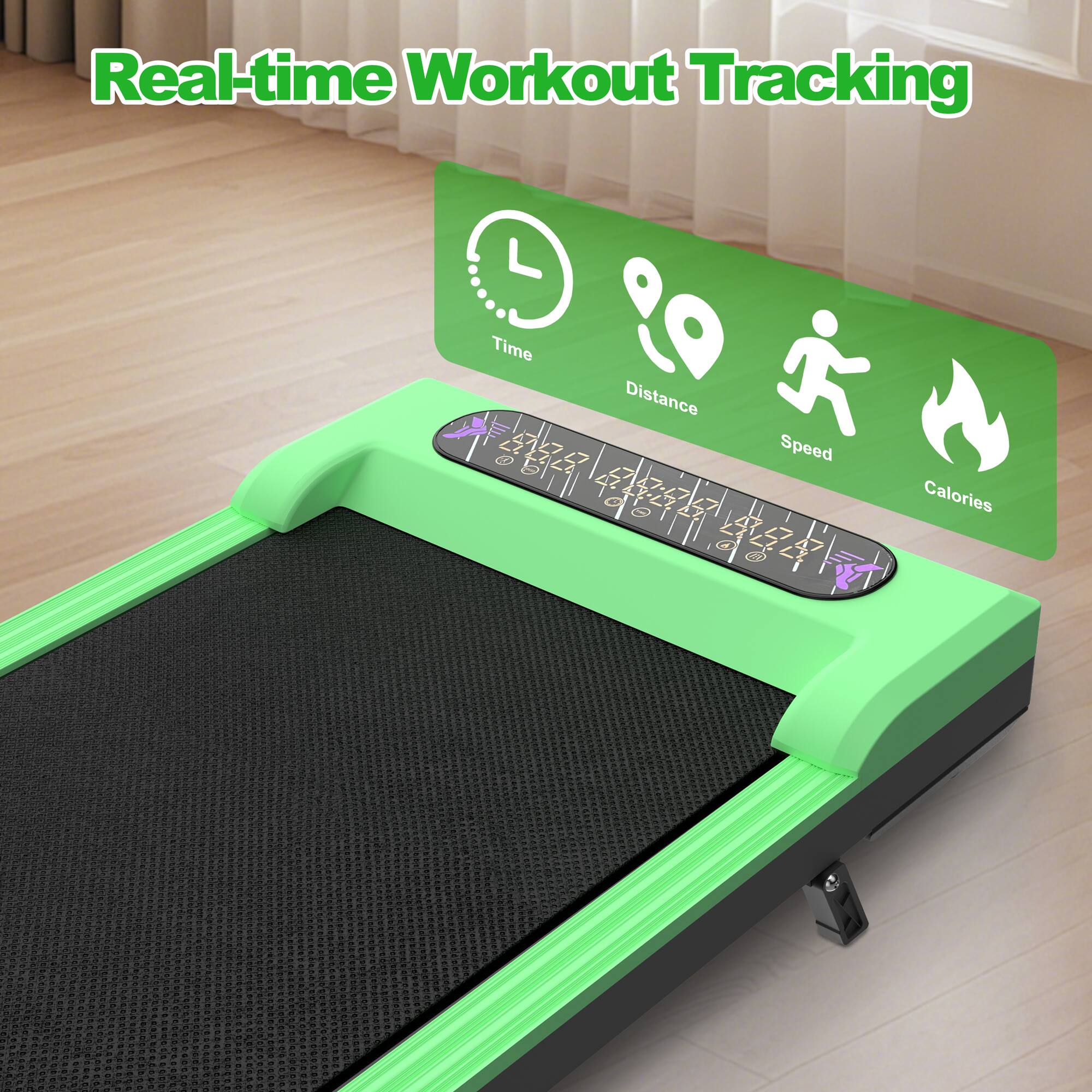 Real-time Workout Tracking  
Time Distance Speed Calories