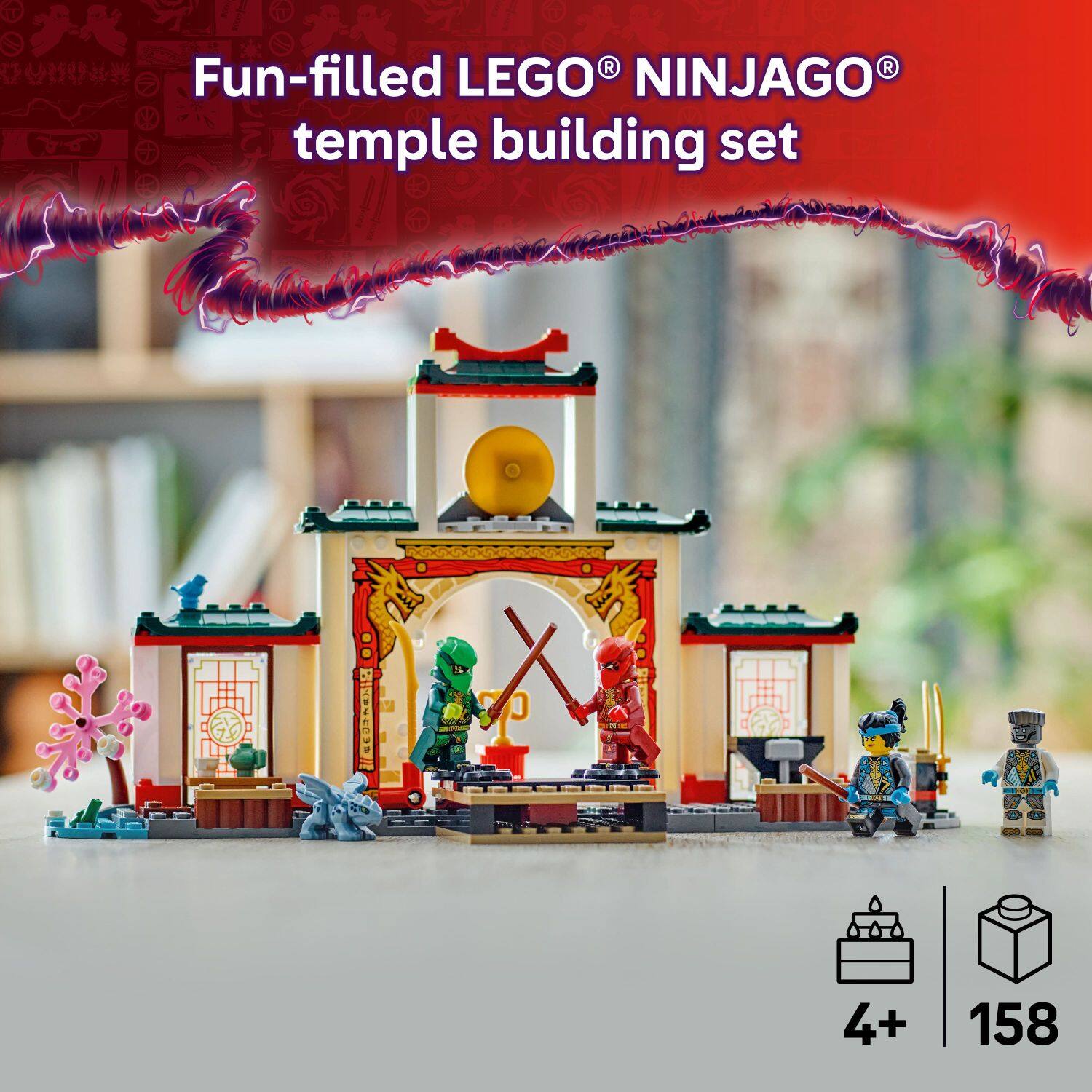 Fun-filled LEGO NINJAGO temple building set (4+, 158 pieces)