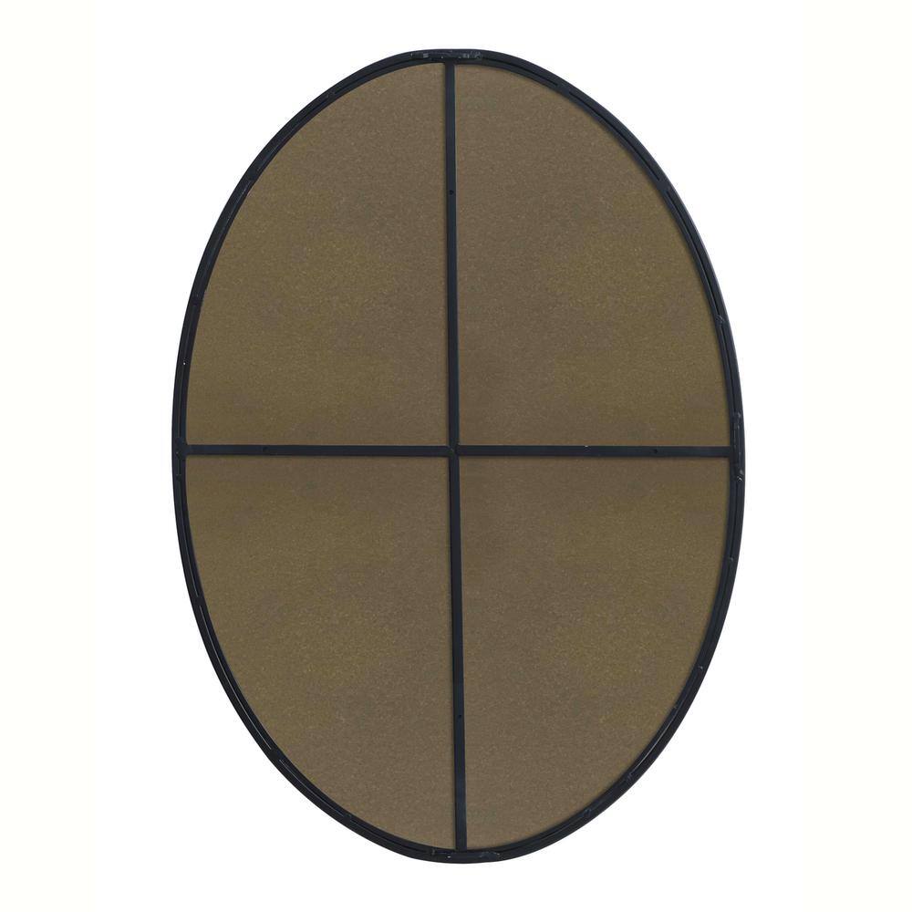 Angle. Elegant Decor - Metal frame oval mirror 34 inch in Black - Black.