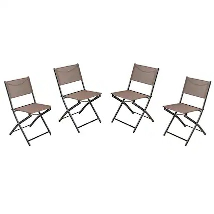 Front. Emma + Oliver - Bartlett Set of 4 Folding Chairs for Indoor/Outdoor Use with Flex Comfort Material and Steel Frames - Brown.