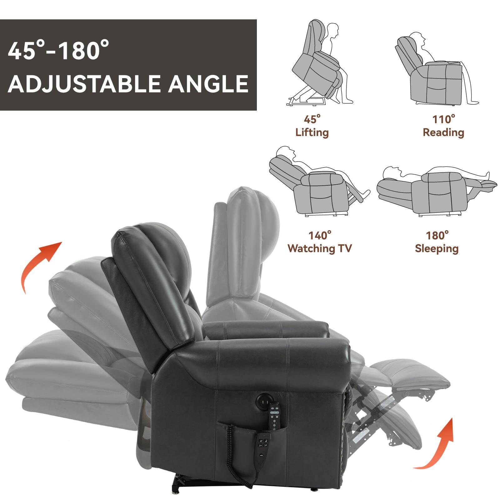 45°-180° ADJUSTABLE ANGLE

45° Lifting
110° Reading
140° Watching TV
180° Sleeping