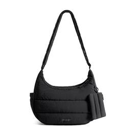 Bagsmart - Large Puffer Crossbody Hobo Bag, 3-Way Carry Sling with Adjustable Strap & Dual Water Bottle Pockets for Daily Use - Black