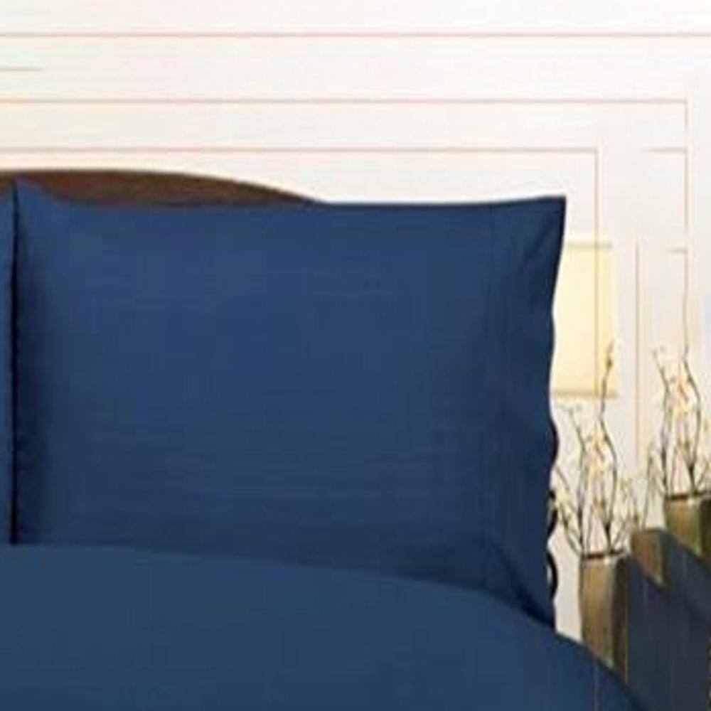 Alt View 1. Plazatex - Plazatex Embossed Dobby Stripe 90GSM Microfiber Sheet Set - King 78x80", Navy - Navy.