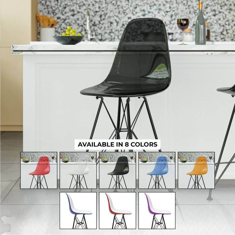 LeisureMod Cresco Modern Acrylic Barstool, Swivel Counter Height Stool ...