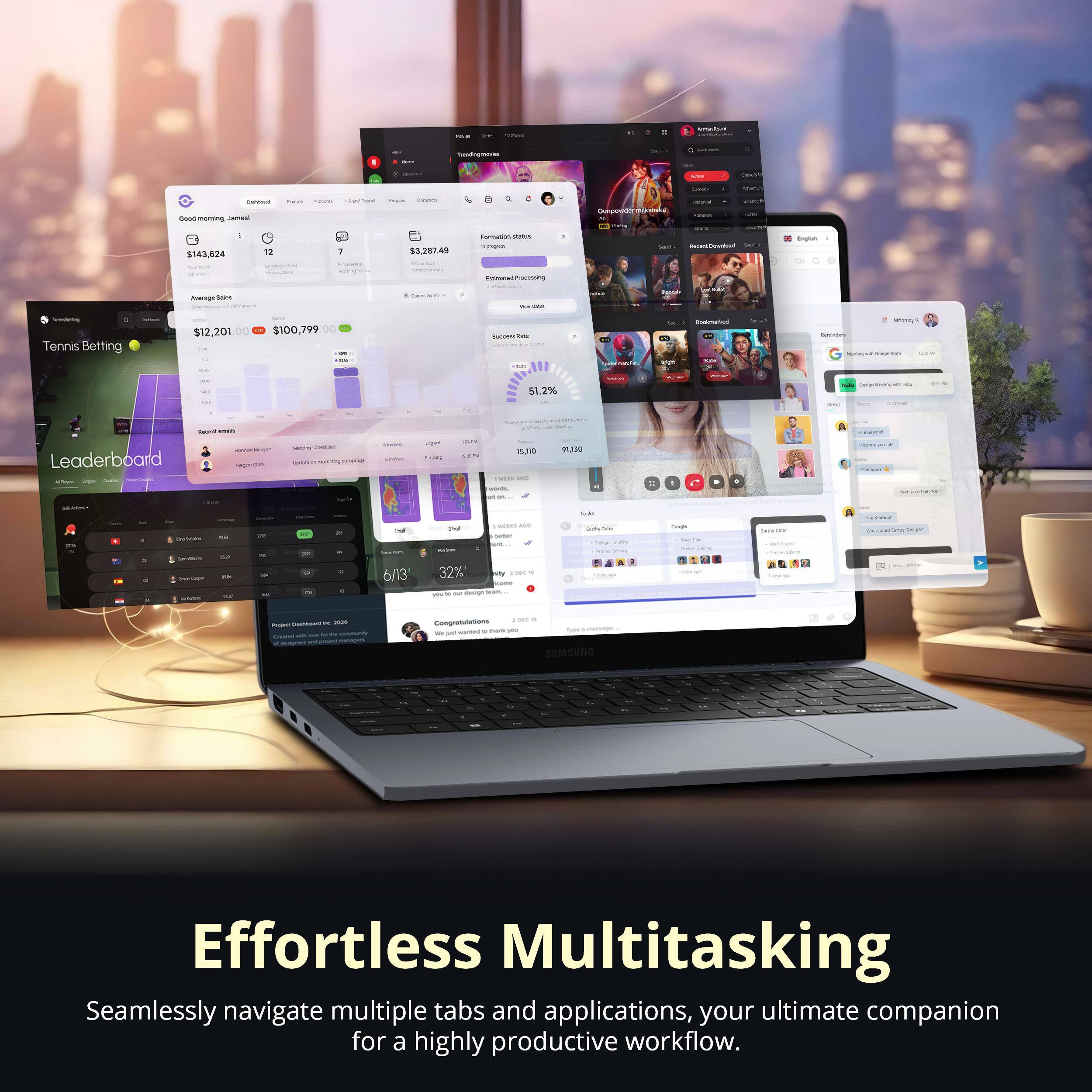 Effortless Multitasking  
Seamlessly navigate multiple tabs and applications, your ultimate companion for a highly productive workflow.