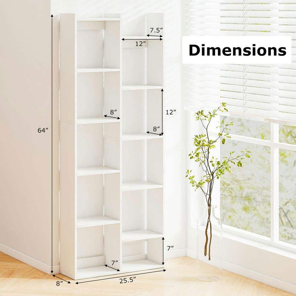Kadyn - 11-Tier Modern Book Organizer Bookcase - Equipped with Anti-Tipping Kits - White