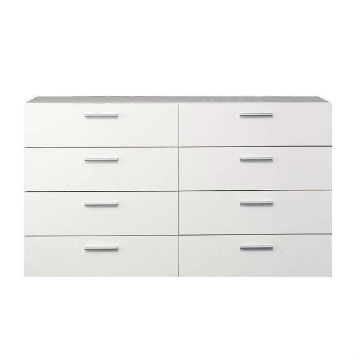 Angle. Hivvago - White Modern Bedroom 8-Drawer Double Dresser - White.
