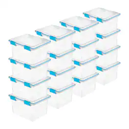Sterilite - 32 Quart Clear Stacking Storage Container with Gasket Lid, 16 Pack