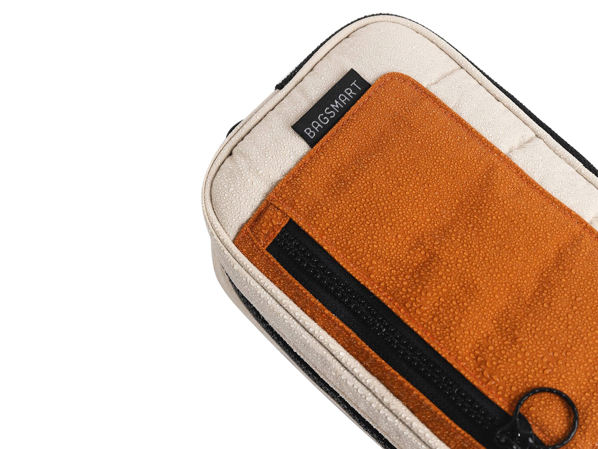 Alt View 4. Bagsmart - Paz 2L Waterproof Dopp Kit, Quilted Travel Toiletry Bag with Multiple Compartments for Travel & Daily Use - Tangerine.