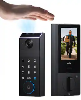 eufy - FamiLock S3 Max WiFi Replacement Deadbolt with 2K Video Doorbell and Palm Scanner - Gray