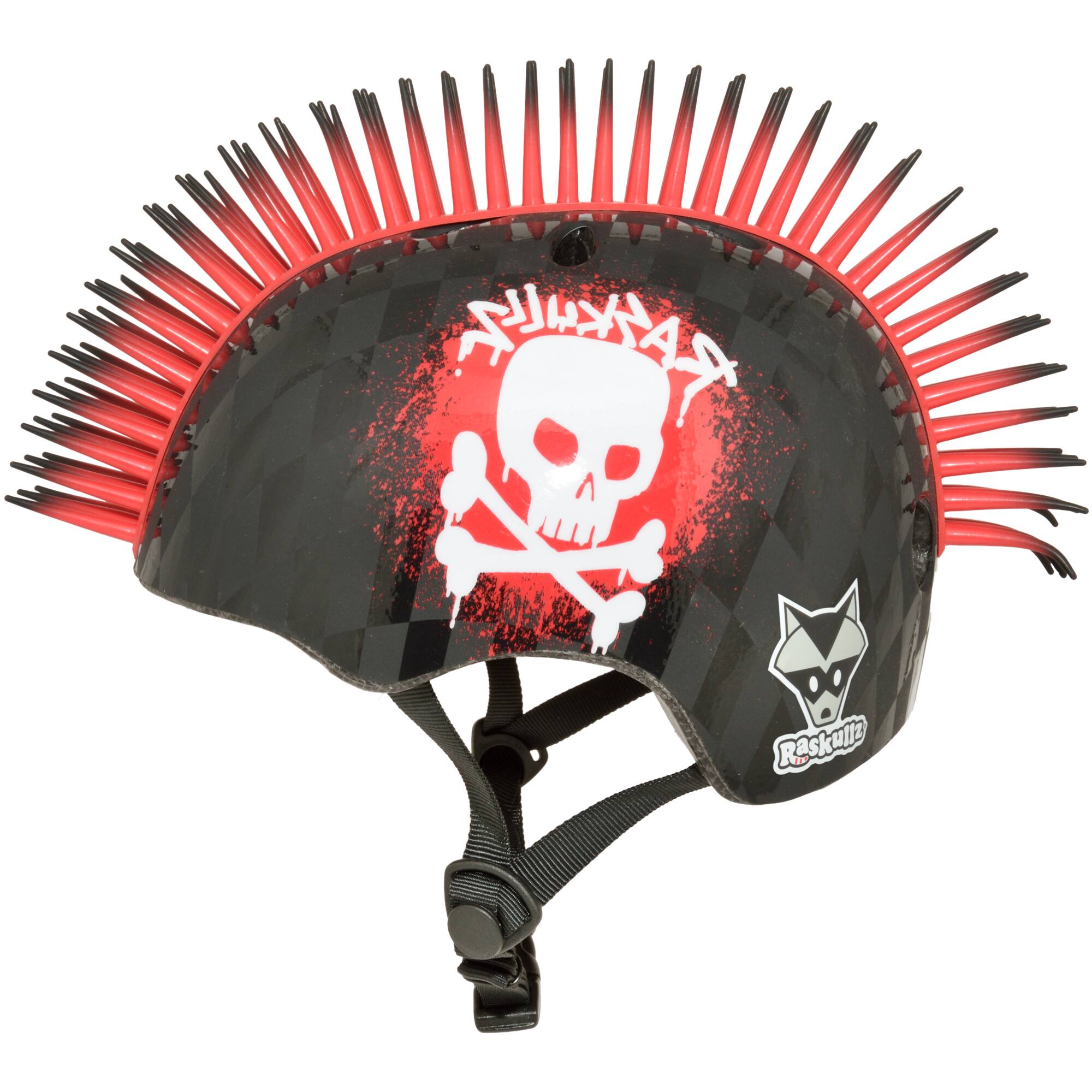 Left. Raskullz - Skull Hawk Helmet for Bike and Scooter - Red.