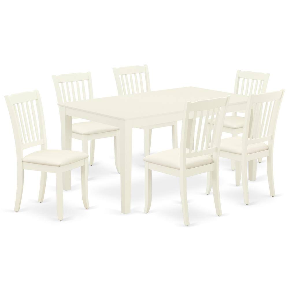 Back. East West Furniture - Dining Room Set Linen White - Brown.