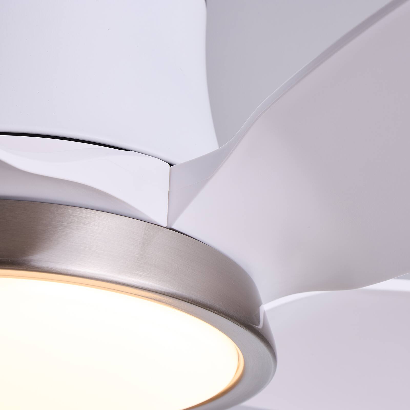 Alt View 8. Siljoy - 52 Inch 5 Blade Low Profile Flush Mount Ceiling Fan with LED Light Remote and App for Bedroom Living Room - White and Silver.
