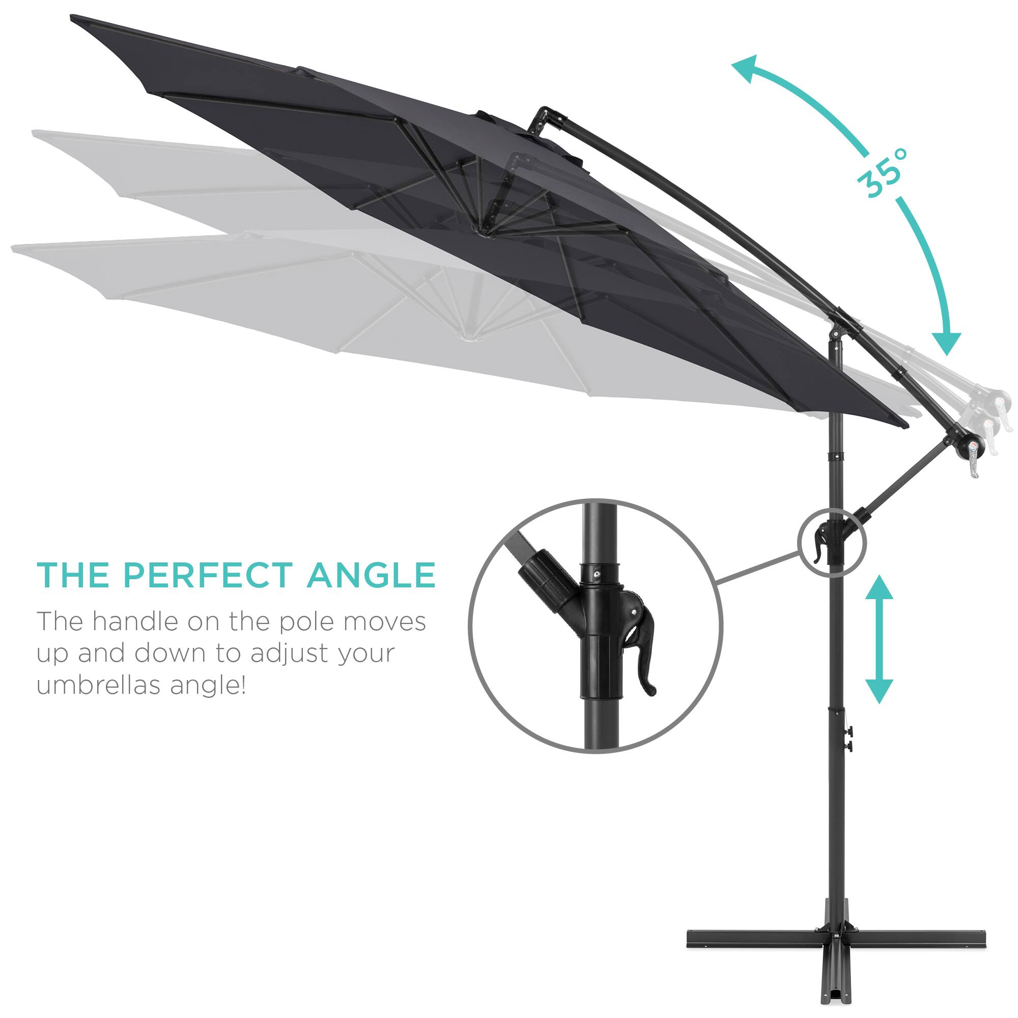 35°

THE PERFECT ANGLE

The handle on the pole moves up and down to adjust your umbrella's angle!