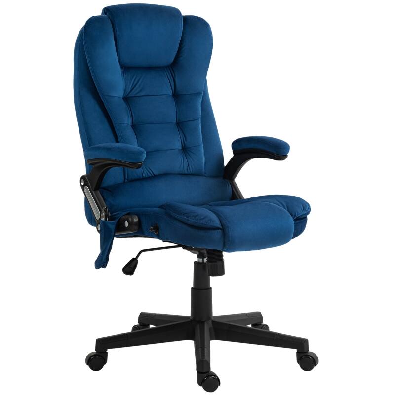 Angle. Anysun - Velvet High-Back Massage Office Chair with Heat and 6-Point Vibration Function - Blue.