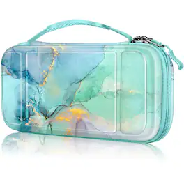 Fintie - Shockproof Carrying Case for Nintendo Switch Lite 2019, Hard Shell Protective Cover, Portable Travel Storage Bag - Emerald Marble