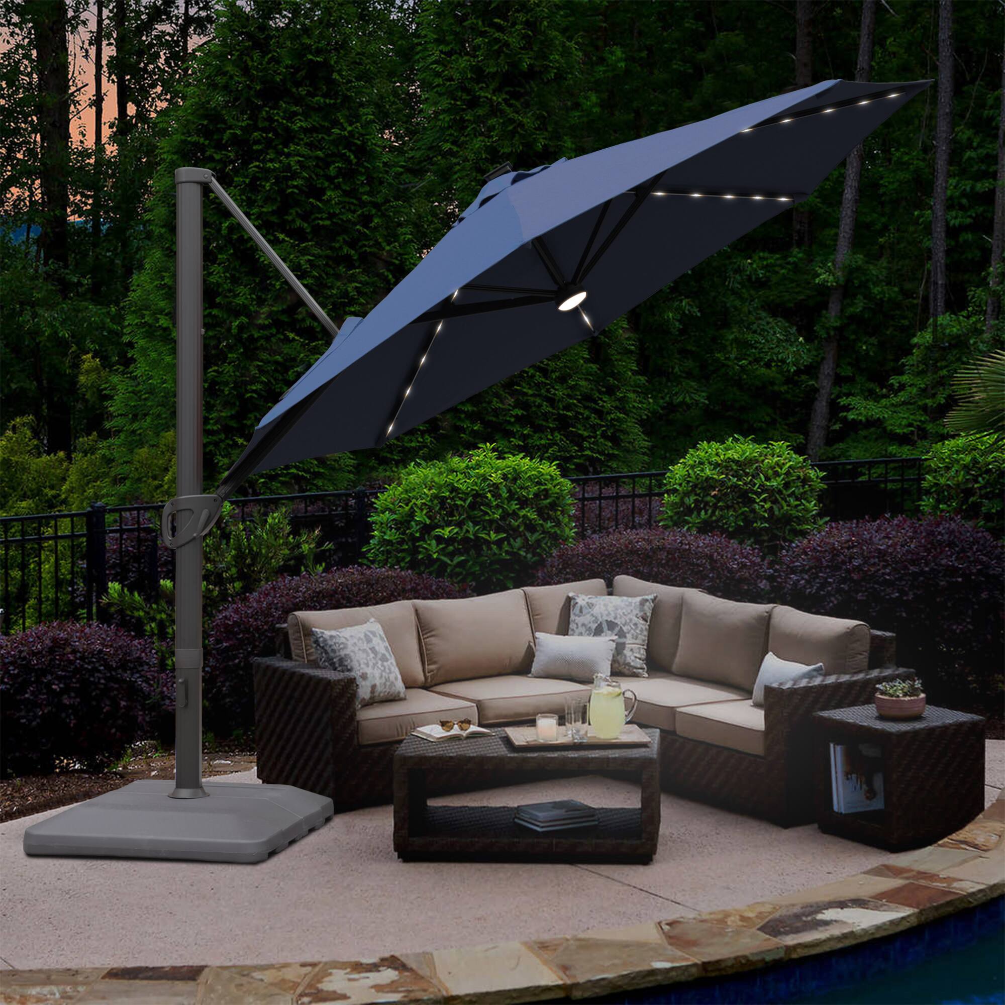 Back. Mondawe - 4-in-1 Heavy-Duty Offset Umbrella Base 40 Inch, Holds 339 lbs, Water/Sand-Filled & Portable Stand - Black.