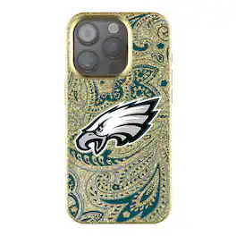 Keyscaper - NFL - Philadelphia Eagles Paisley Bling iPhone Case - 15 - Gold