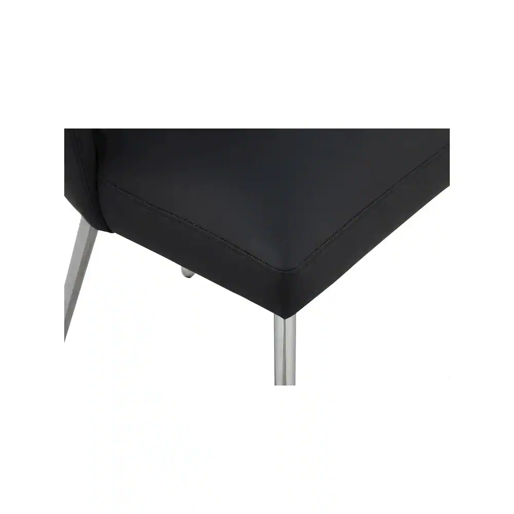 Alt View 4. Meridian Furniture - Logan Black Vegan Leather Dining Chair, Set of 2 - Black.