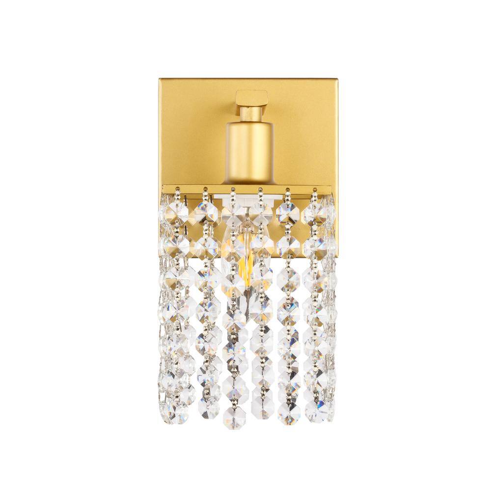 Alt View 6. Living District - Phineas 1 light Brass and Clear Crystals wall sconce - Brass And Clear Crystals.
