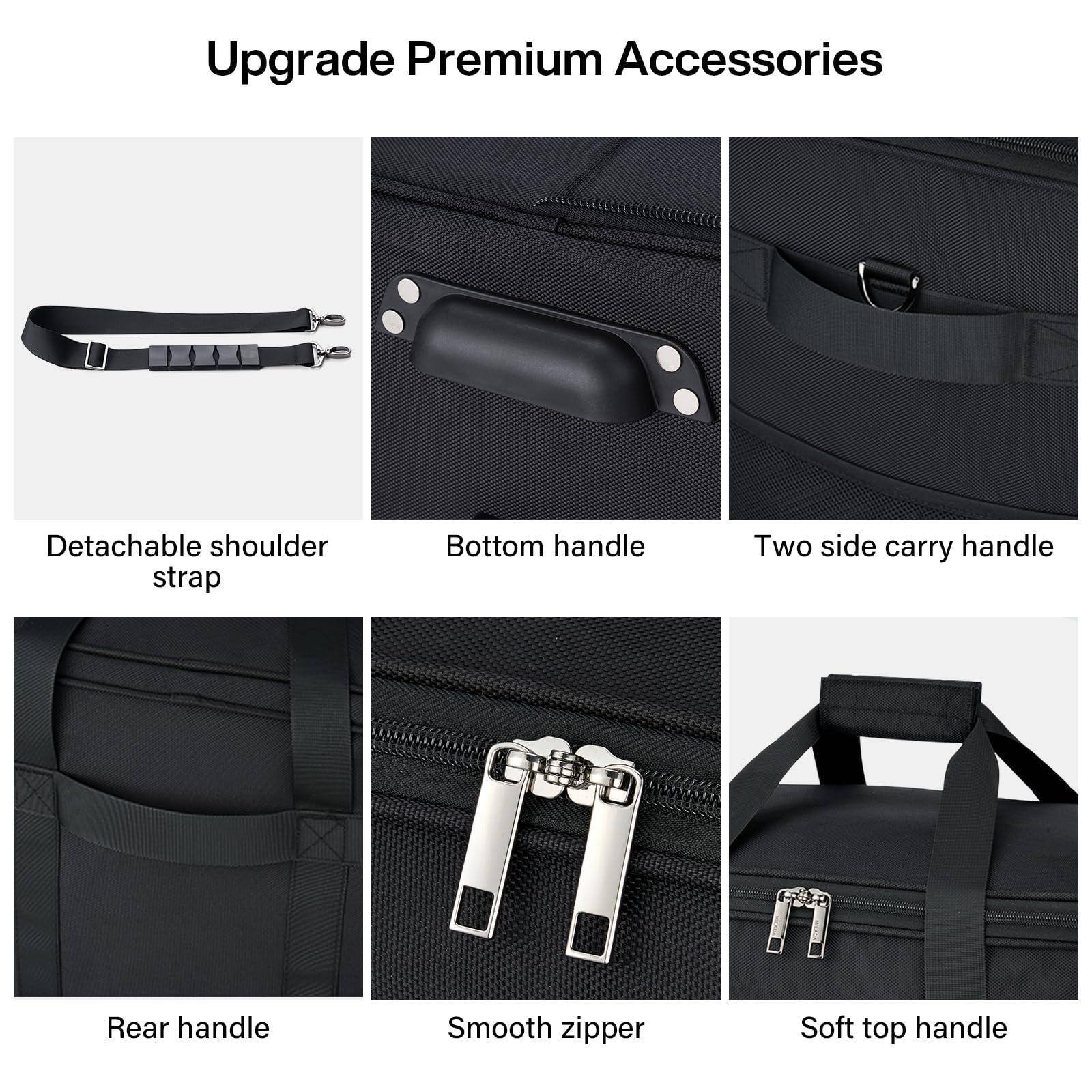 Upgrade Premium Accessories

- Detachable shoulder strap
- Bottom handle
- Two side carry handle
- Rear handle
- Smooth zipper
- Soft top handle