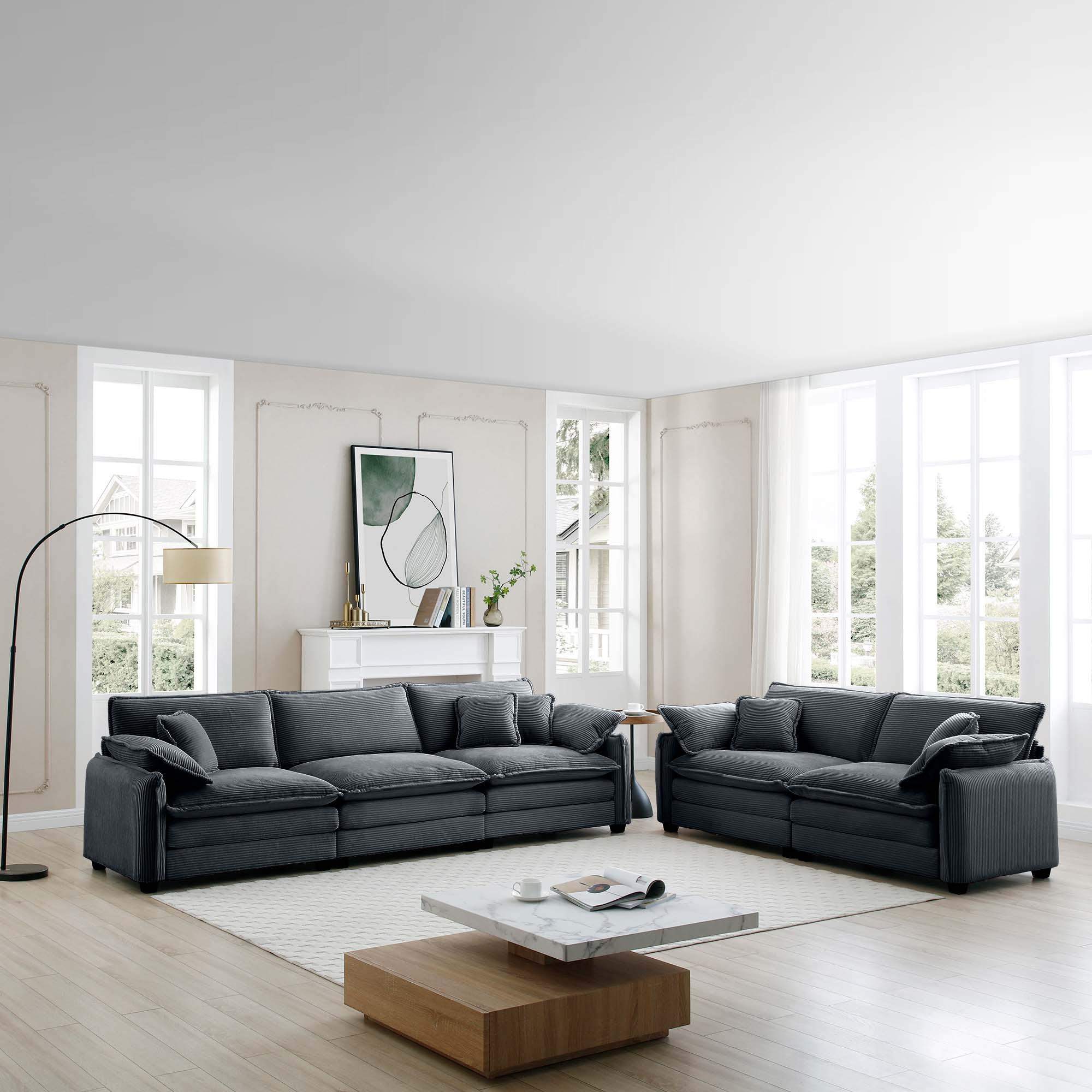Angle. LOVMOR - Family sofa set Deep Seat Sofa Warm Sofa for Home Cinema and Living Room One 2Seater Sofa and One 3Seater SofaGrey - Grey.