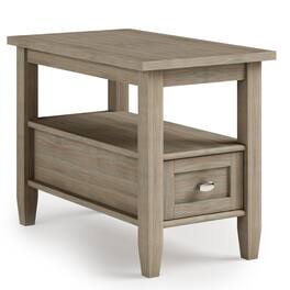 Simpli Home - Warm Shaker SOLID WOOD 14 inch Wide Rectangle Transitional Narrow Side Table - Distressed Grey