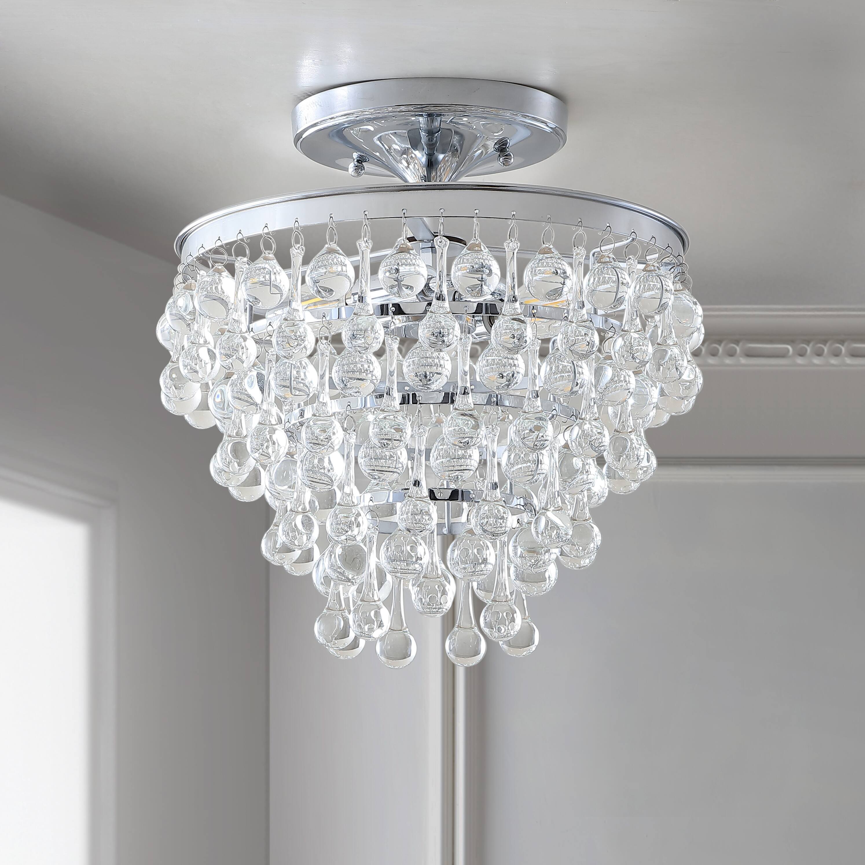 Alt View 5. Jonathan Y - Toronto 13" Metal/Crystal LED Flush Mount, Chrome - Chrome.