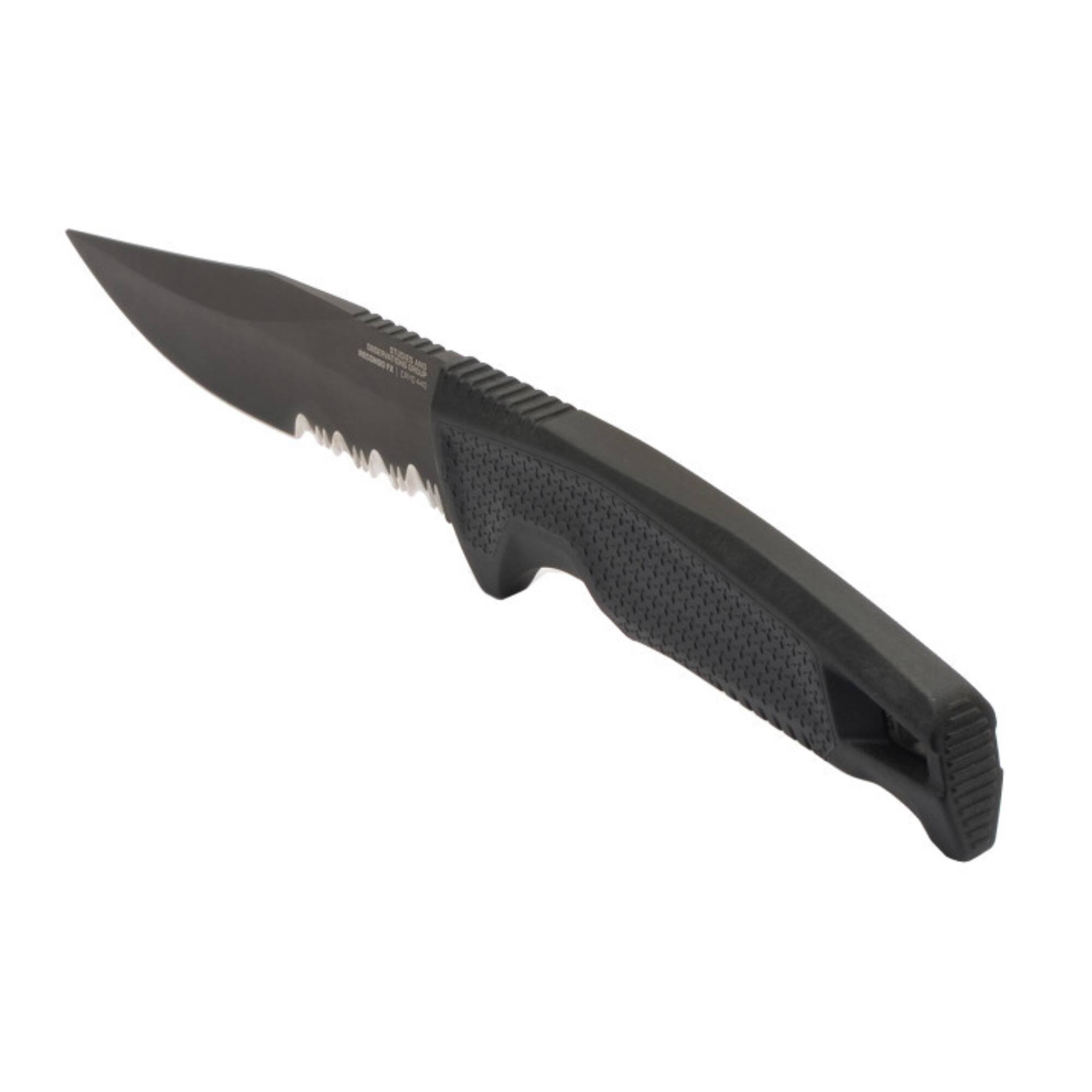 Left. SOG - SOG Recondo FX Black Fixed Blade Tactical Knife CRYO 440C Rubberized Grip.