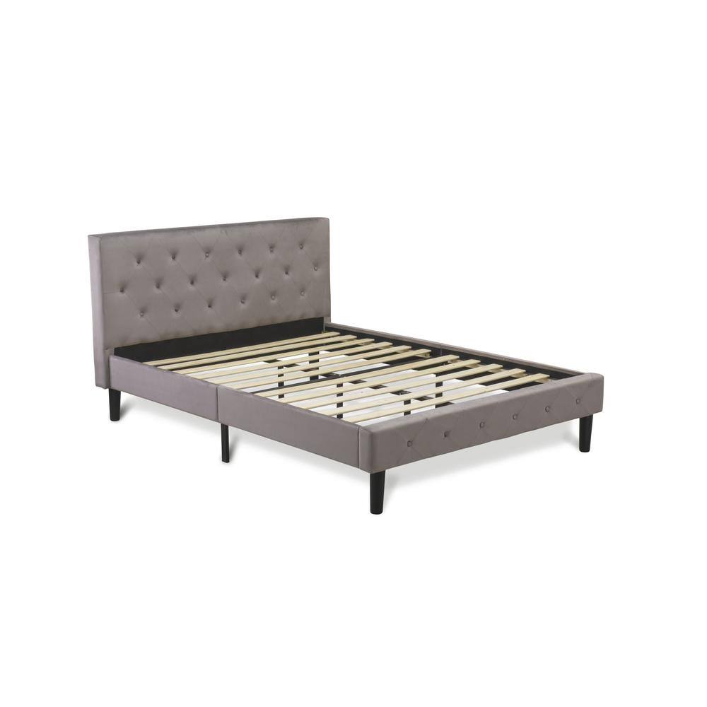 Front. East West Furniture - NL14Q-1GO11 2 Piece Bed Set - 1 Queen Bed Brown Taupe Velvet Fabric Headboard and 1 Night Stand - Black Finish - Taupe Brown.