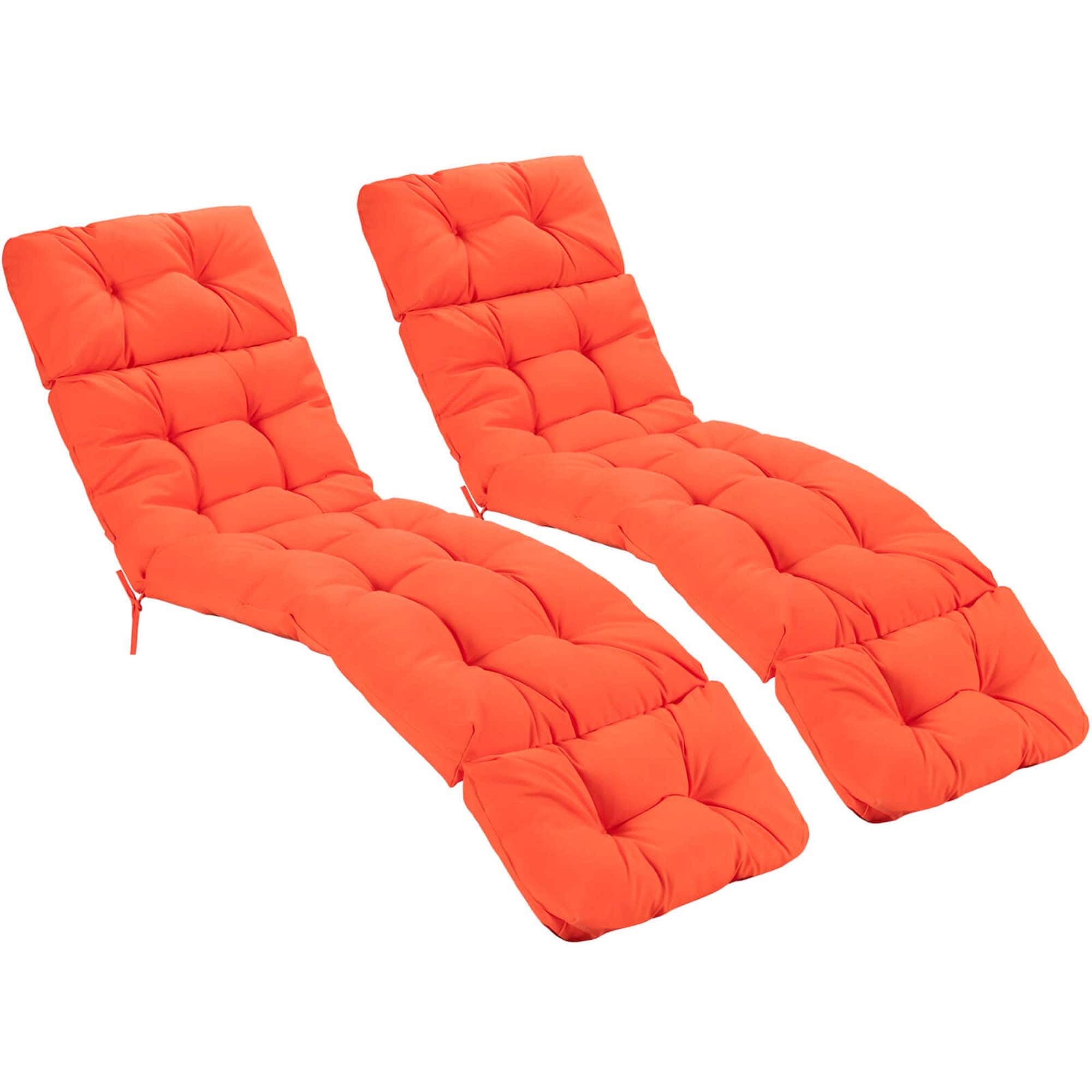 Costway - 2 PCS 73" Lounge Chaise Cushion Padded Recliner Cushion Indoor Outdoor - Orange