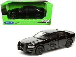 2016 Dodge Charger Pursuit Police Interceptor Unmarked "Police Pursuit" Series 1/24 Diecast Model Car by Welly - Black